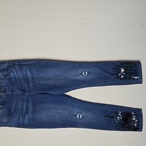 Women's Blue Jeans with Black Sequin Detail